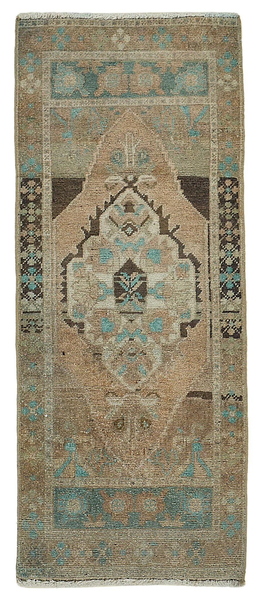Vayla Bej Halı Etnik Madalyon Desenli El Dokuma 51x120 cm