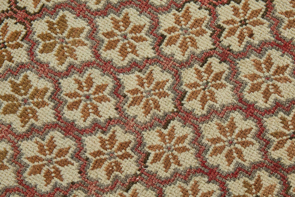 Vayla Bej Kahverengi Etnik Geometrik Desenli Yün Pamuk Halı 46x93 cm – mekânda kullanım