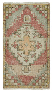 Vayla Overdyed Bej Geometrik Desenli Vintage Yolluk 44x80 cm