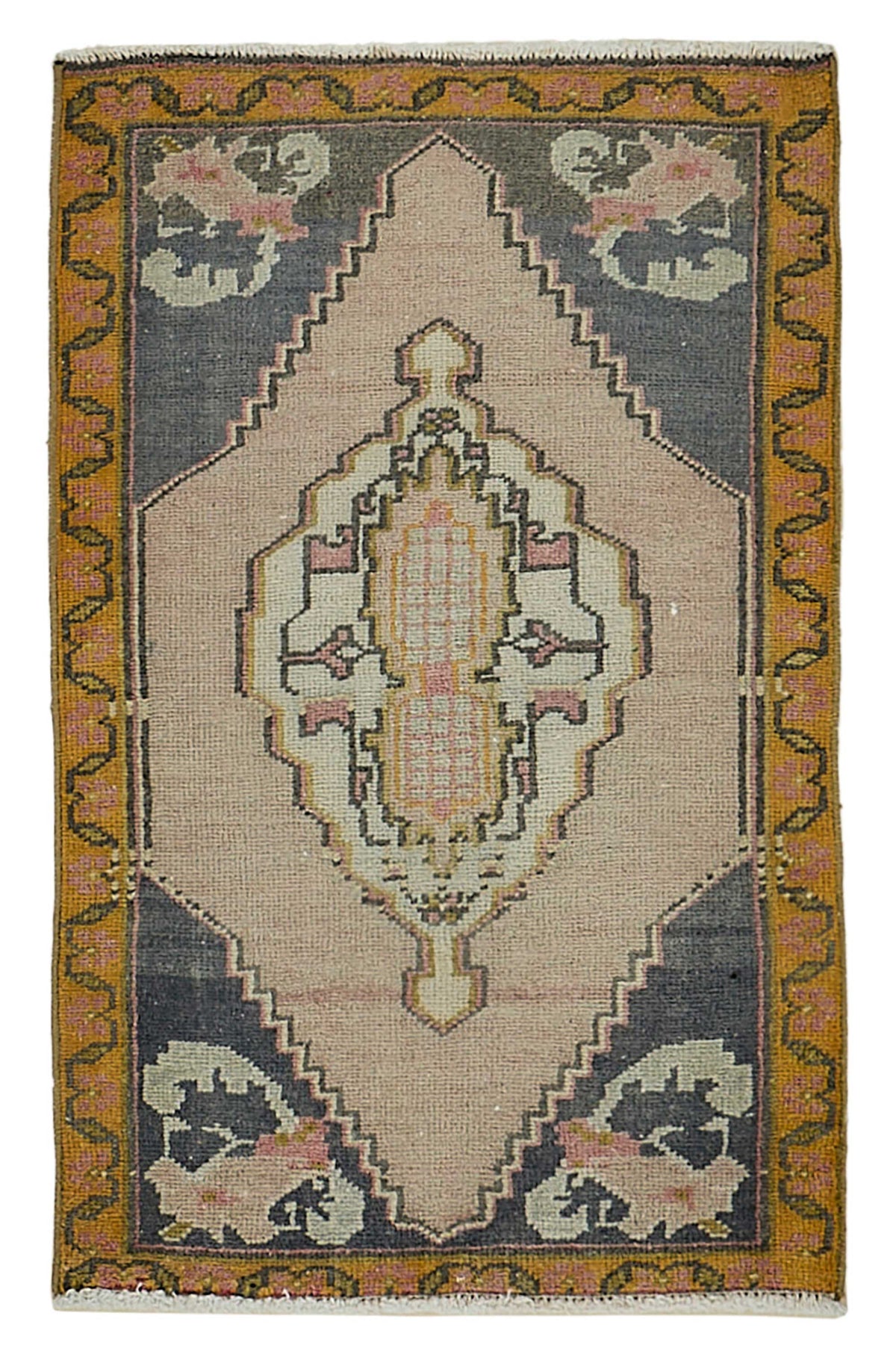 Vayla Bej Halı Antrasit Geometrik Desenli El Dokuma 55x82 cm