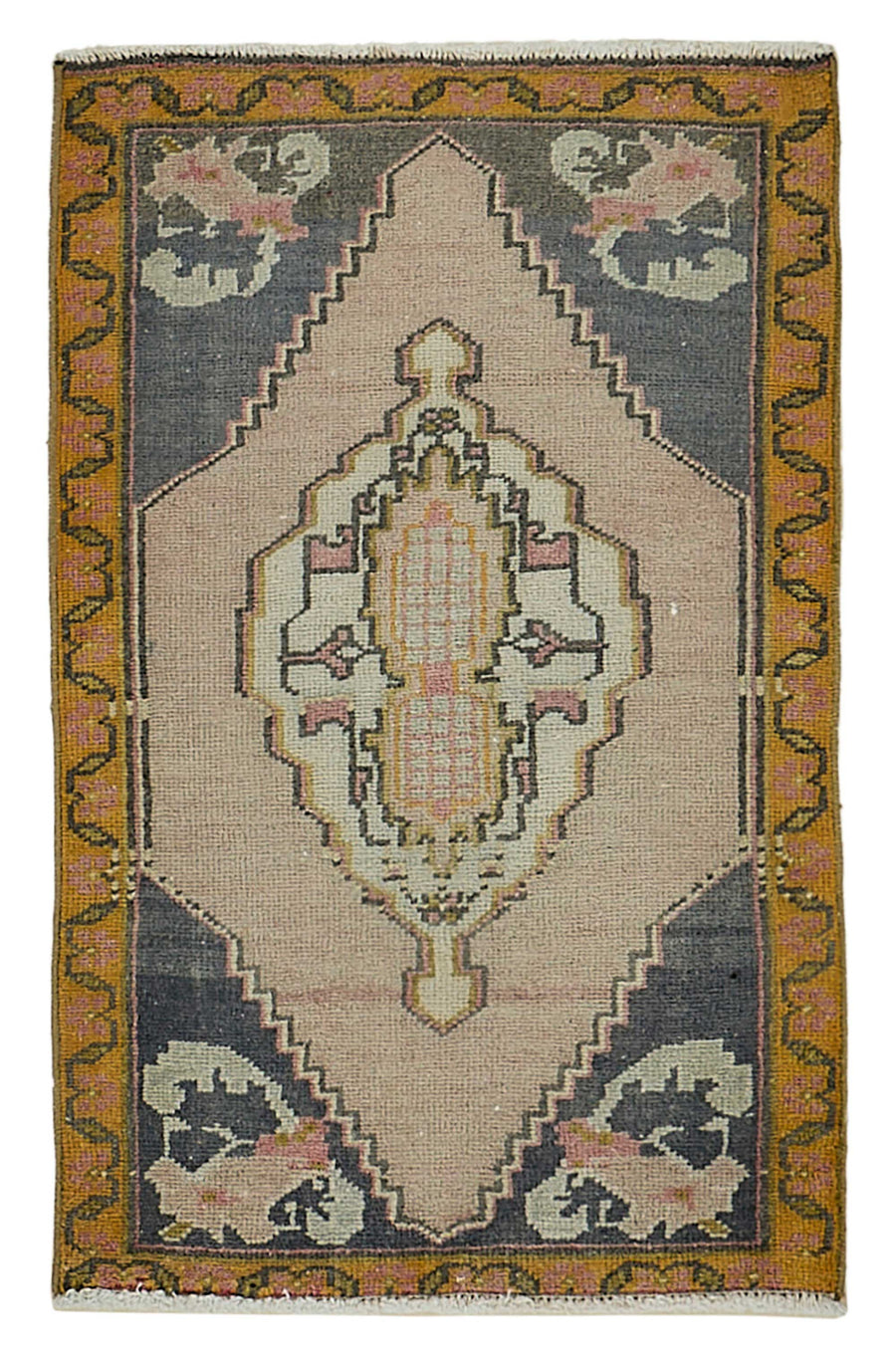Vayla Bej Halı Antrasit Geometrik Desenli El Dokuma 55x82 cm