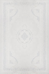 White Light Gray Classic Medallion Living Room Rug - Cotton