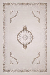 Cream Beige Classic Living Room Rug Floral - Cotton