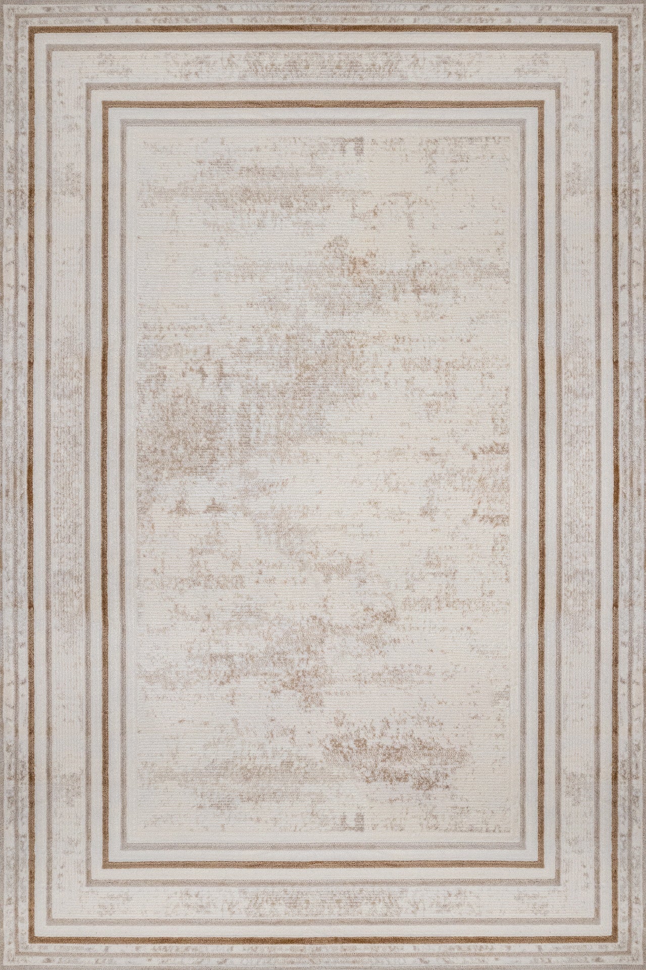 Beyaz Gri Bordürlü Minimalist Halı - Yıkanabilir - Kaymaz Taban - Pati Dostu