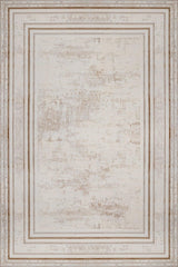 Beige Brown Classic Living Room Rug Cotton Rectangular