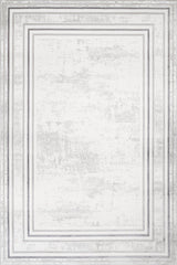 White Light Grey Vintage Living Room Rug - Cotton
