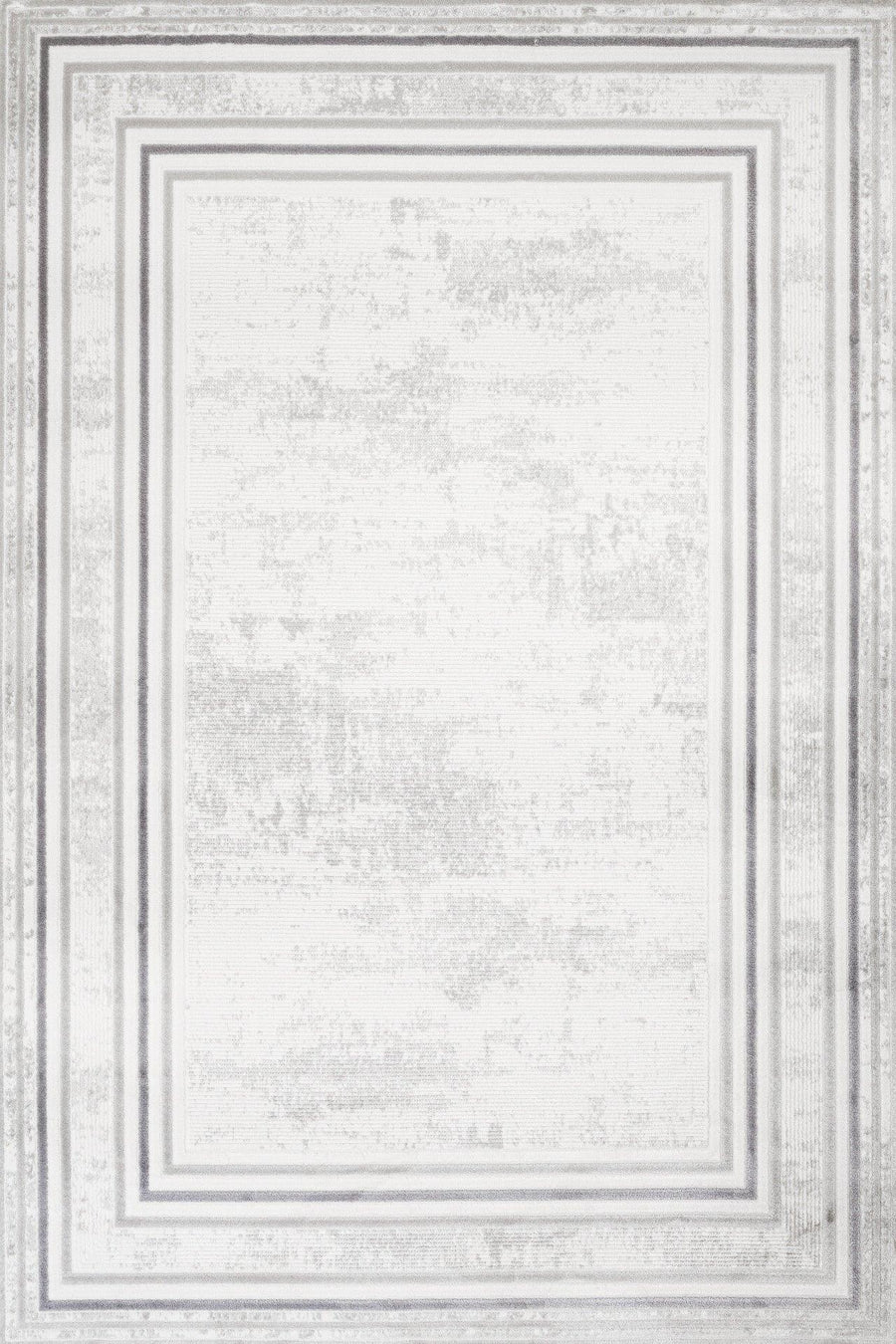 Beyaz Ekru Bordürlü Minimalist Halı - Yıkanabilir - Kaymaz Taban - Pati Dostu