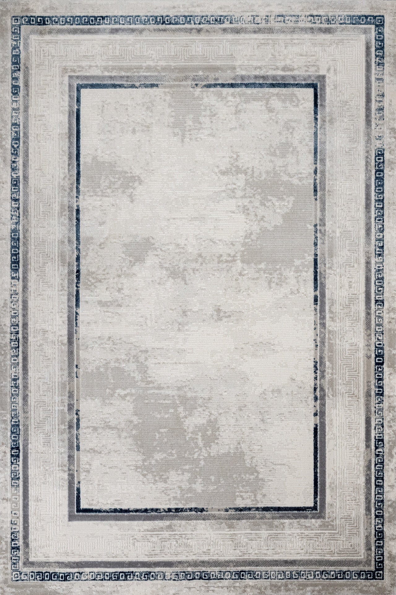 Bej Gri Bordürlü Minimalist Halı - Yıkanabilir - Kaymaz Taban - Pati Dostu