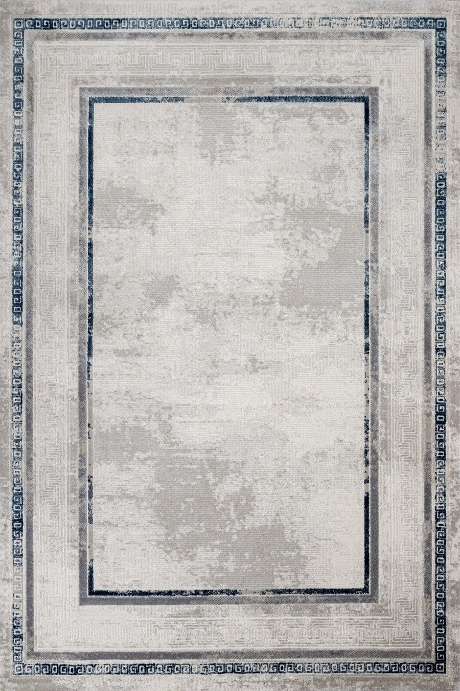 Bej Gri Bordürlü Minimalist Halı - Yıkanabilir - Kaymaz Taban - Pati Dostu