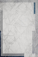 Light Gray Dark Gray Modern Living Room Rug Geometric lines - Cotton