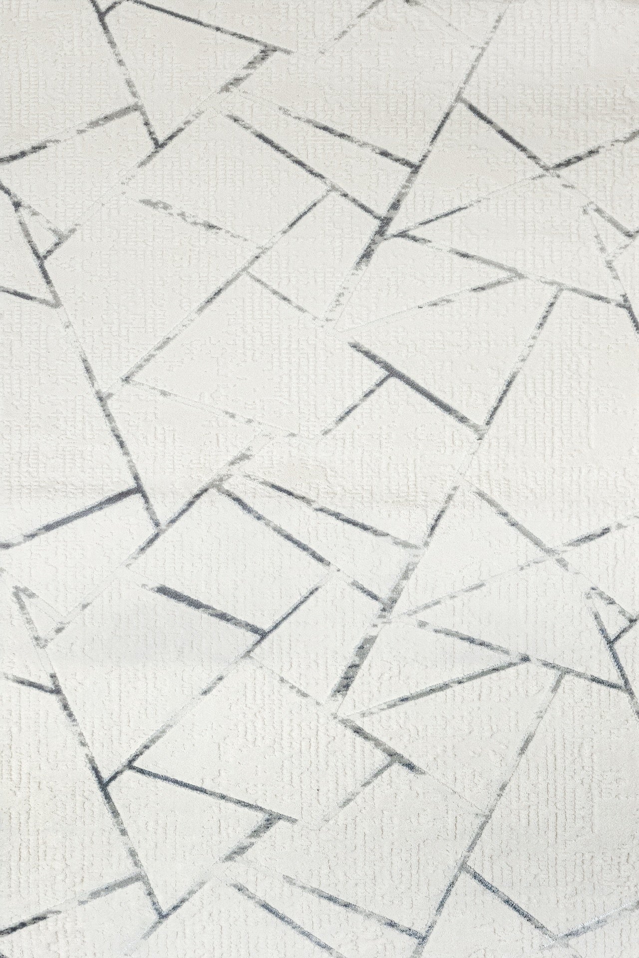 Beyaz Gri Geometrik Minimalist Halı - Yıkanabilir - Kaymaz Taban - Pati Dostu