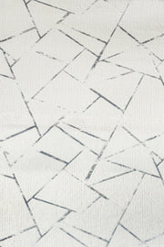 Beyaz Gri Geometrik Minimalist Halı - Yıkanabilir - Kaymaz Taban - Pati Dostu