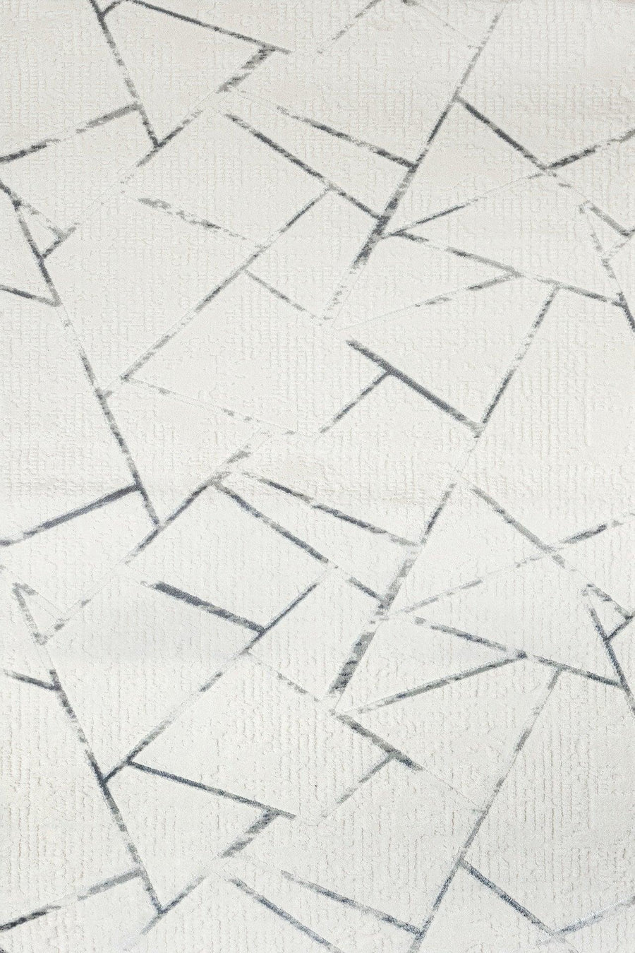 Beyaz Gri Geometrik Minimalist Halı - Yıkanabilir - Kaymaz Taban - Pati Dostu