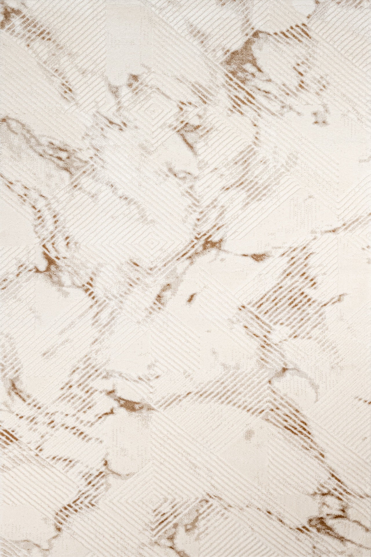 Bej Krem Dokulu Mermer Desenli Halı - Yıkanabilir - Kaymaz Taban - Pati Dostu