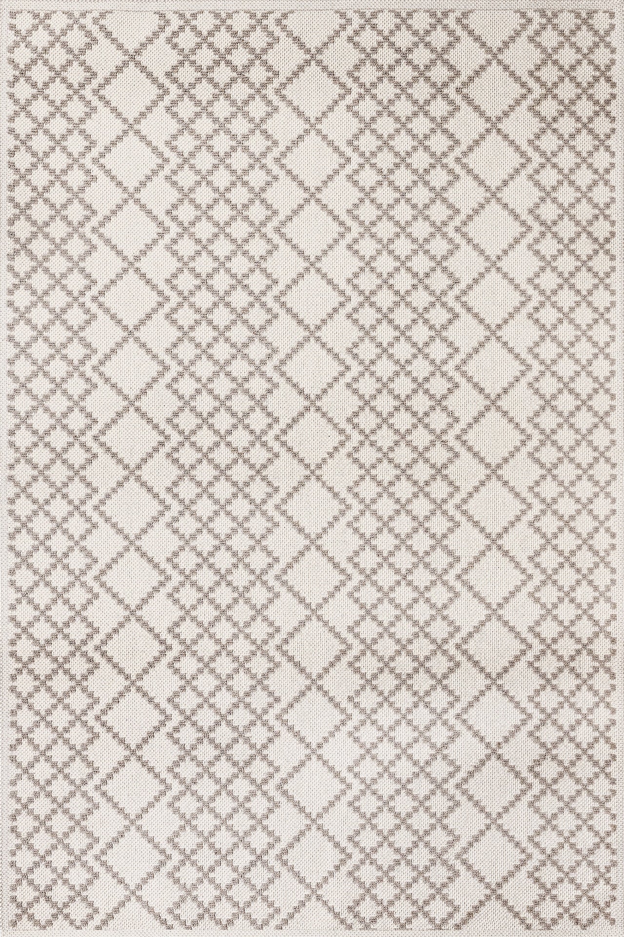 Bej Vizon Baklava Elmas Desenli Halı - Yıkanabilir - Kaymaz Taban - Pati Dostu