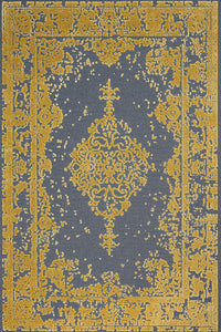 Anthracite & Mustard Yellow Medallion Rug