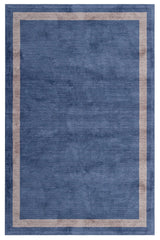 Blue Beige Modern Living Room Rug - Polyester