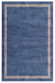 Bej Krem Bordürlü Düz Viskon Halı - Toz Vermez