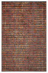Dark Grey Orange Modern Living Room Rug - Polyester