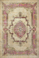 Outlet Digitally Printed Rug Beige Classic Medallion Pattern 200x250 cm