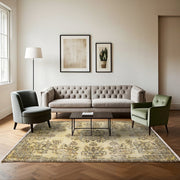 Vintage Kahverengi Göbekli Yün ve Pamuk El Dokuma Halı 184x294