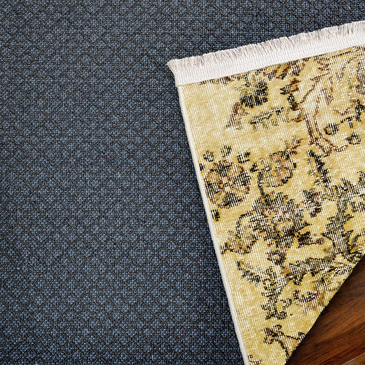 Vintage Kahverengi Göbekli Yün ve Pamuk El Dokuma Halı 184x294