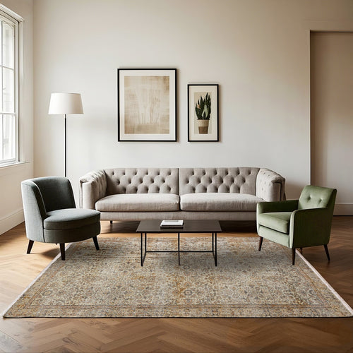 Vintage Kahverengi Göbekli Yün ve Pamuk El Dokuma Halı 173x278