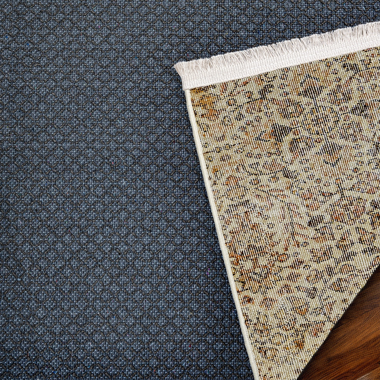 Vintage Kahverengi Göbekli Yün ve Pamuk El Dokuma Halı 173x278