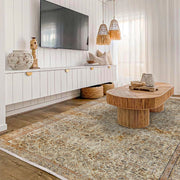 Vintage Kahverengi Göbekli Yün ve Pamuk El Dokuma Halı 173x278