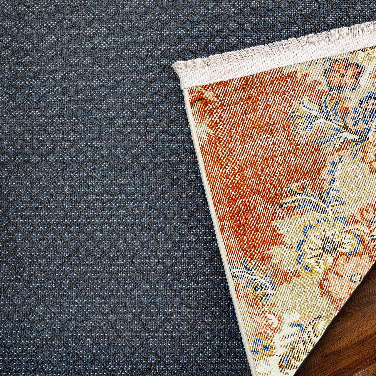 Vintage Kırmızı Göbekli Yün ve Pamuk El Dokuma Halı 173x299