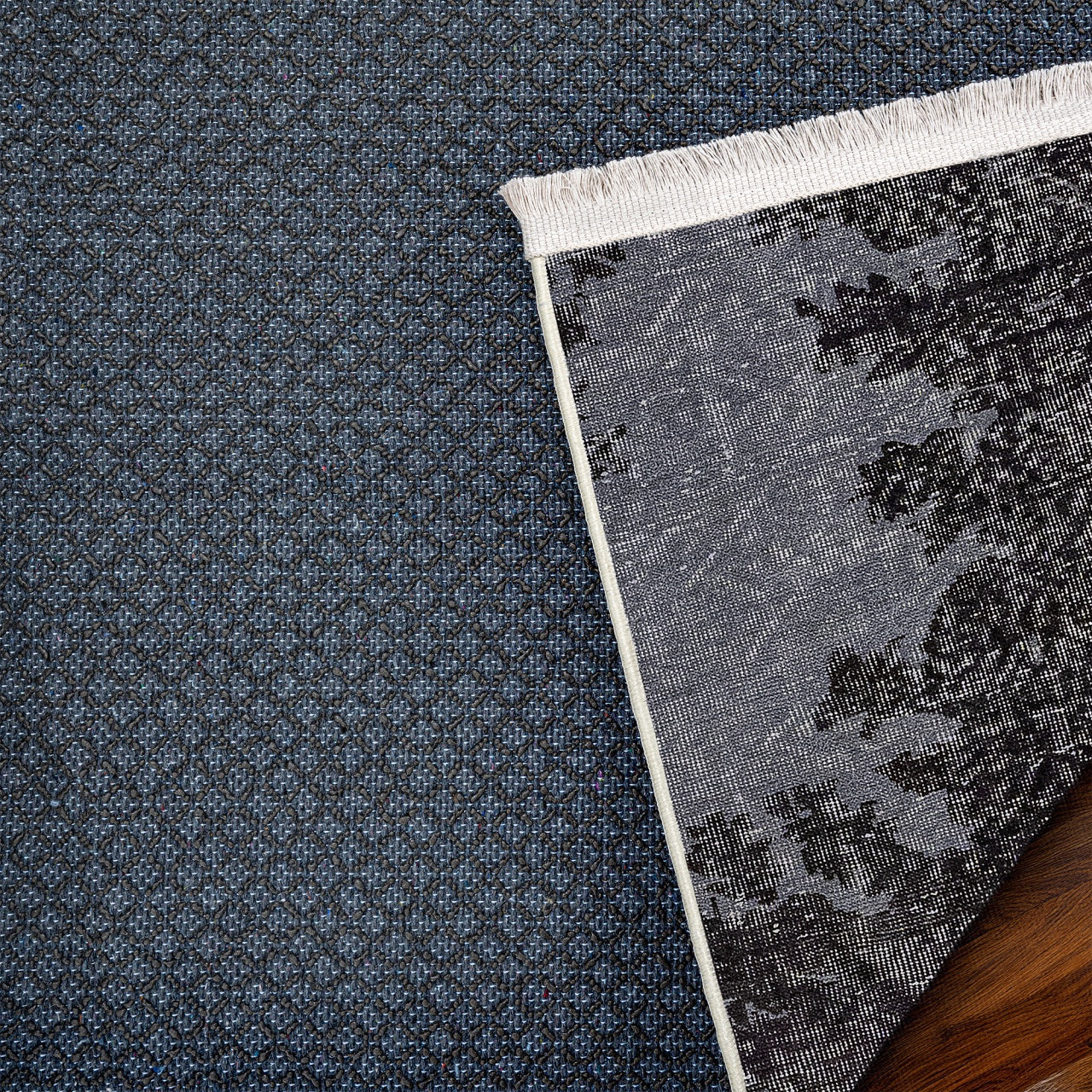 Vintage Siyah Göbekli Yün ve Pamuk El Dokuma Halı 171x289