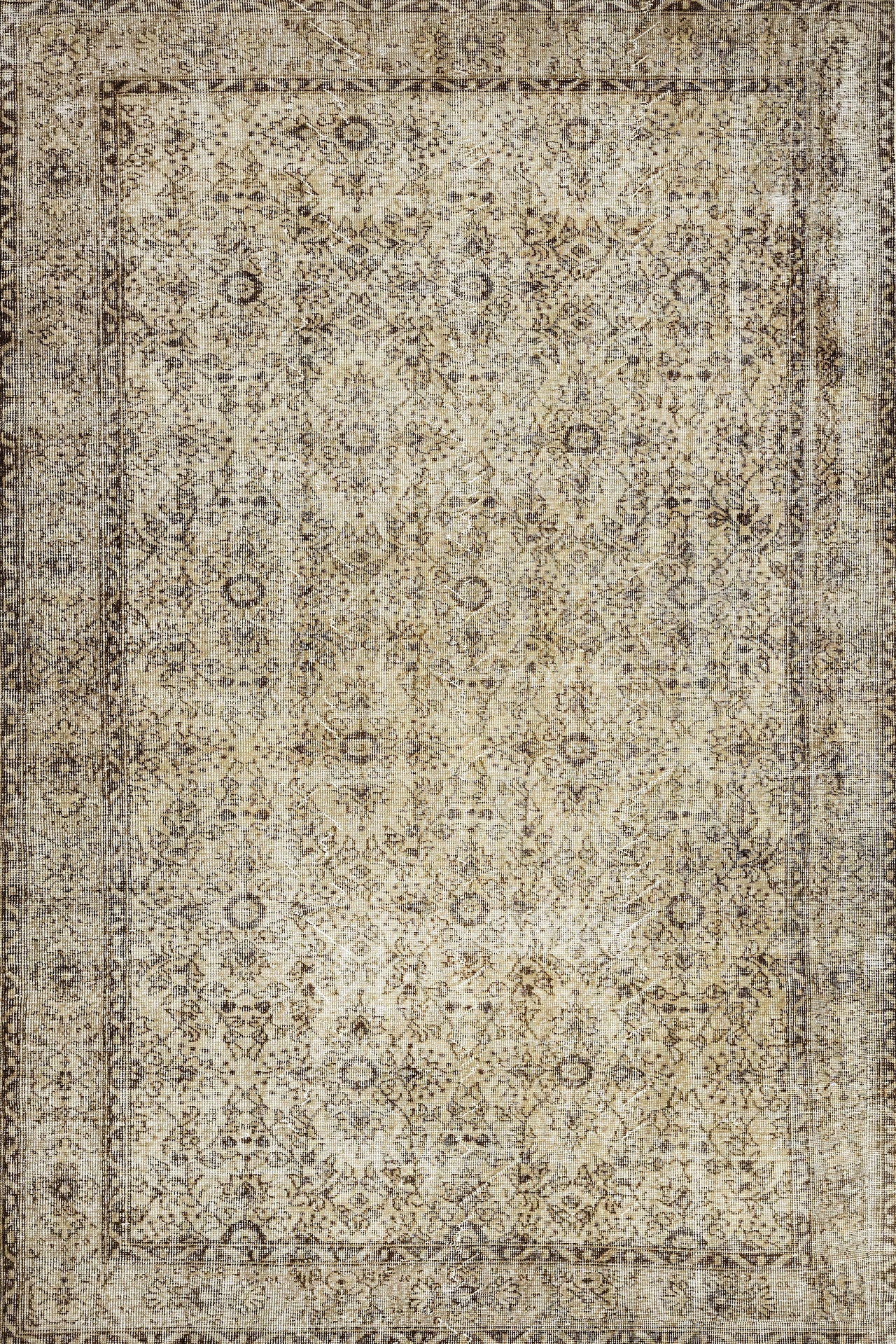 Bej Eskitme Göbekli Halı - Yıkanabilir - Kaymaz Taban - Pati Dostu