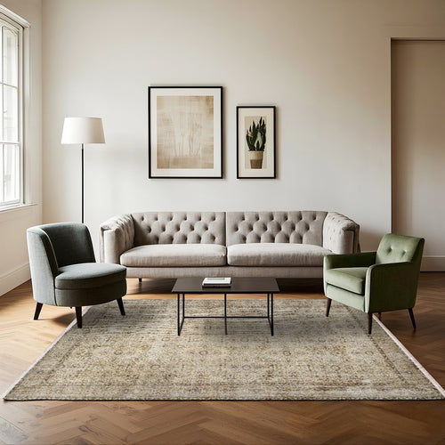 Vintage Kahverengi Göbekli Yün ve Pamuk El Dokuma Halı 176x294