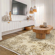 Vintage Kahverengi Göbekli Yün ve Pamuk El Dokuma Halı 166x282