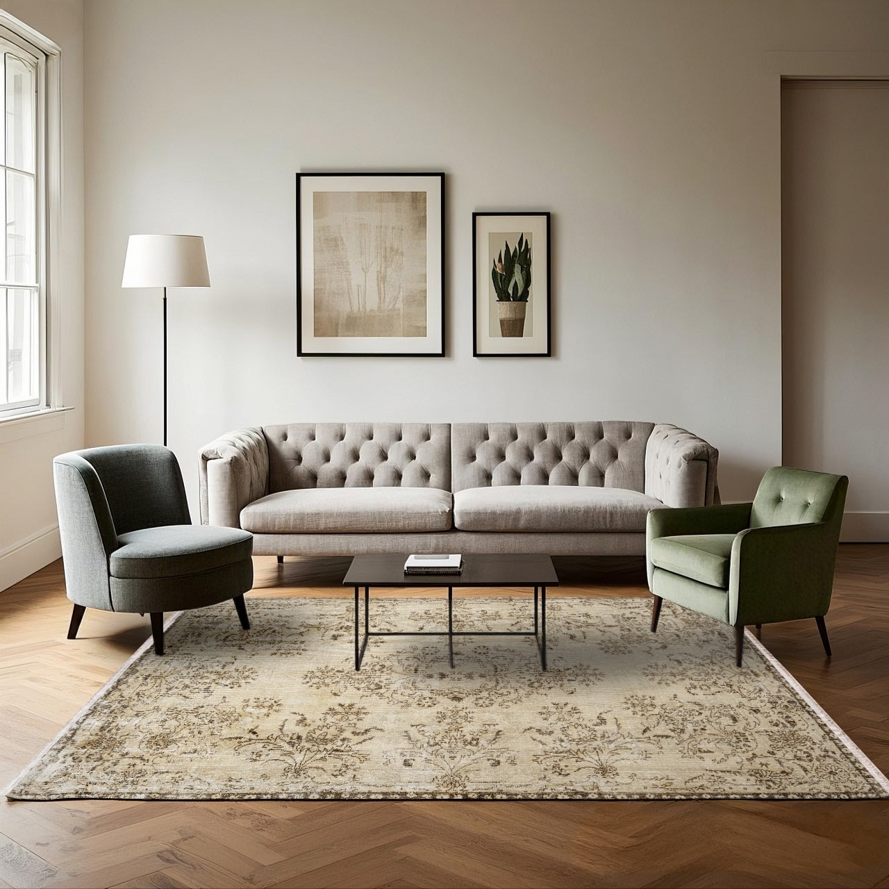 Vintage Kahverengi Göbekli Yün ve Pamuk El Dokuma Halı 166x282