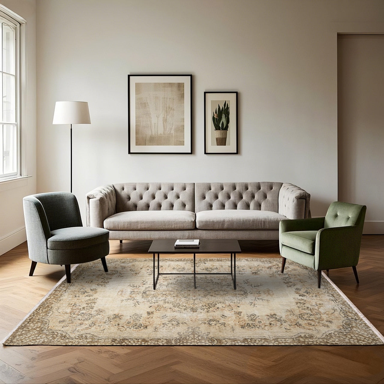 Vintage Kahverengi Göbekli Yün ve Pamuk El Dokuma Halı 184x296