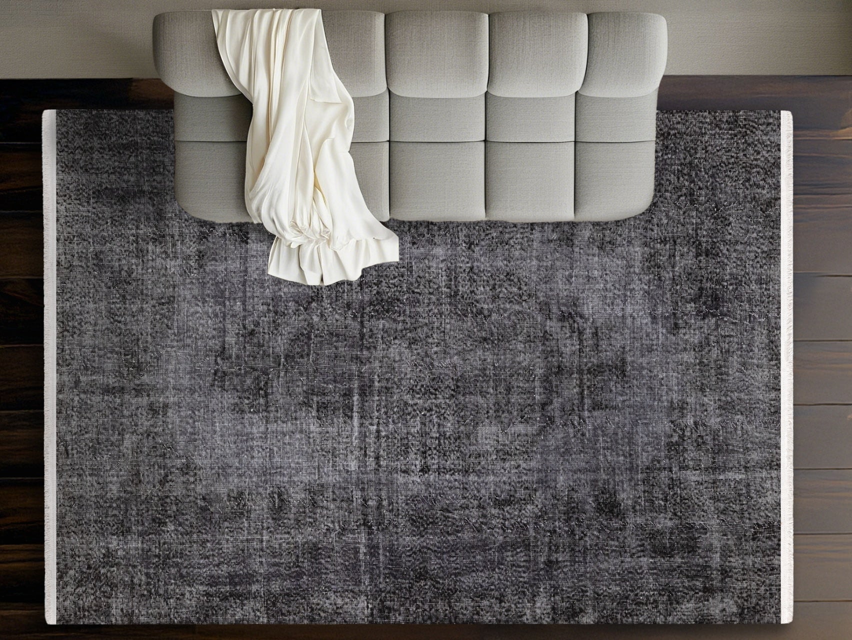 Vintage Siyah Göbekli Yün ve Pamuk El Dokuma Halı 153x265