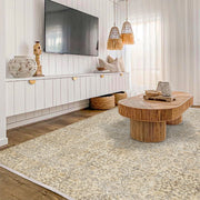 Vintage Bej Göbekli Yün ve Pamuk El Dokuma Halı 158x285