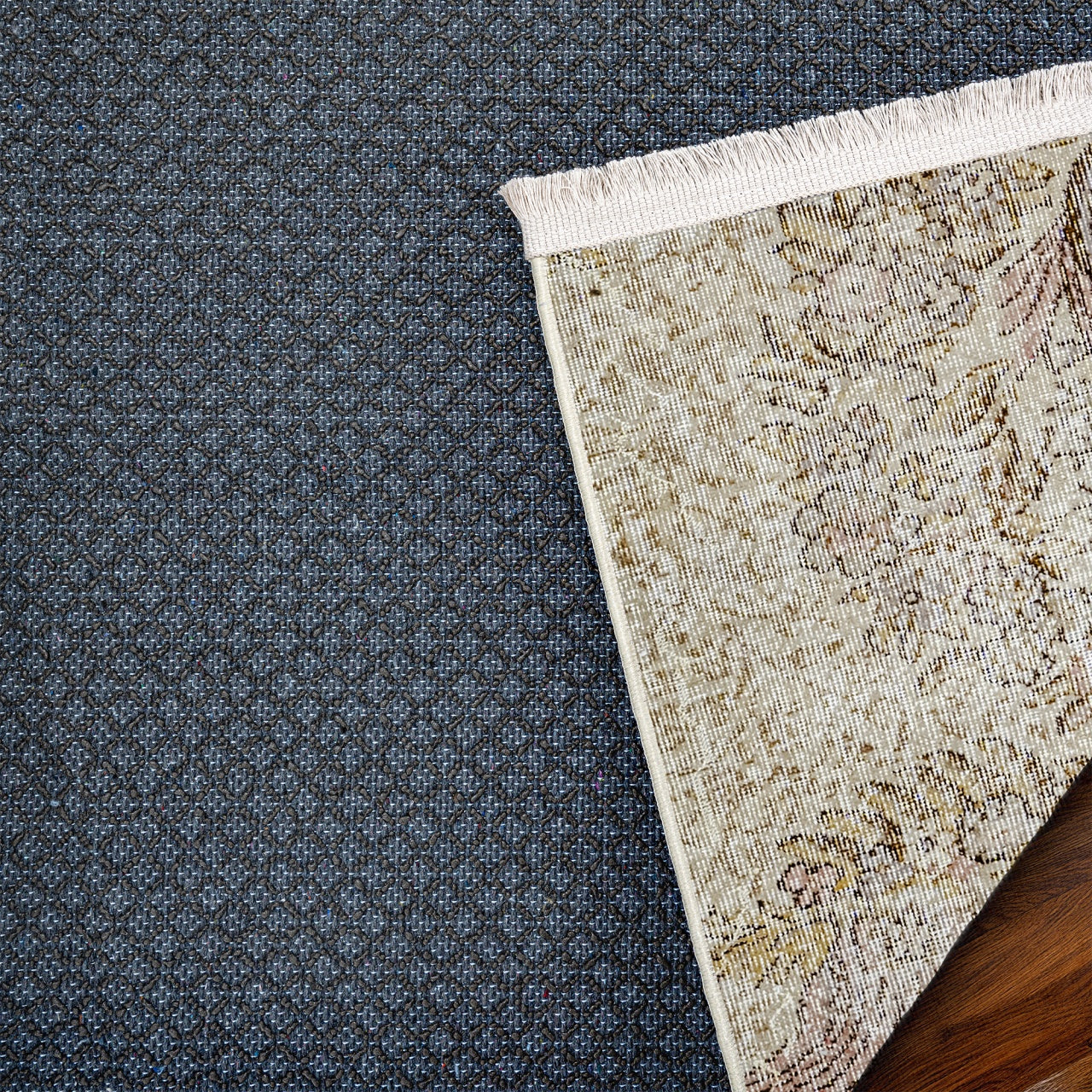 Vintage Kahverengi Göbekli Yün ve Pamuk El Dokuma Halı 183x269