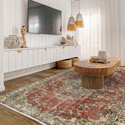 Vintage Bordo Göbekli Yün ve Pamuk El Dokuma Halı 168x276