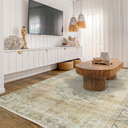 Vintage Krem Göbekli Yün ve Pamuk El Dokuma Halı 176x280