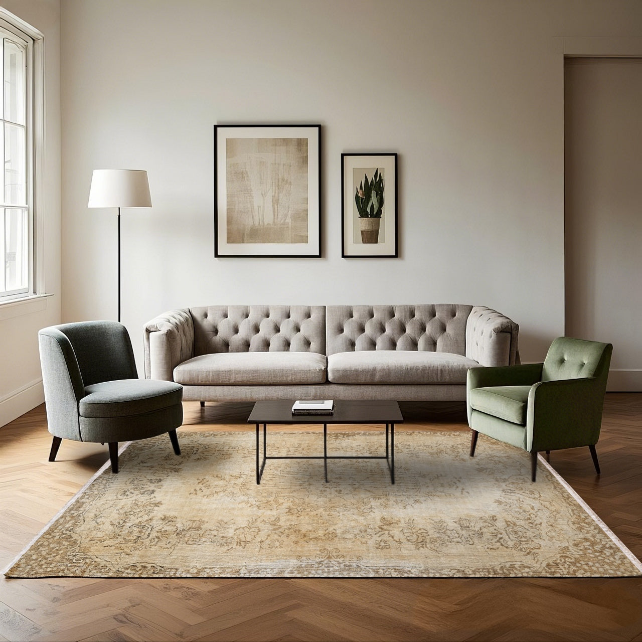 Vintage Kahverengi Göbekli Yün ve Pamuk El Dokuma Halı 110x180