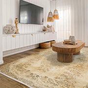 Vintage Kahverengi Göbekli Yün ve Pamuk El Dokuma Halı 110x180