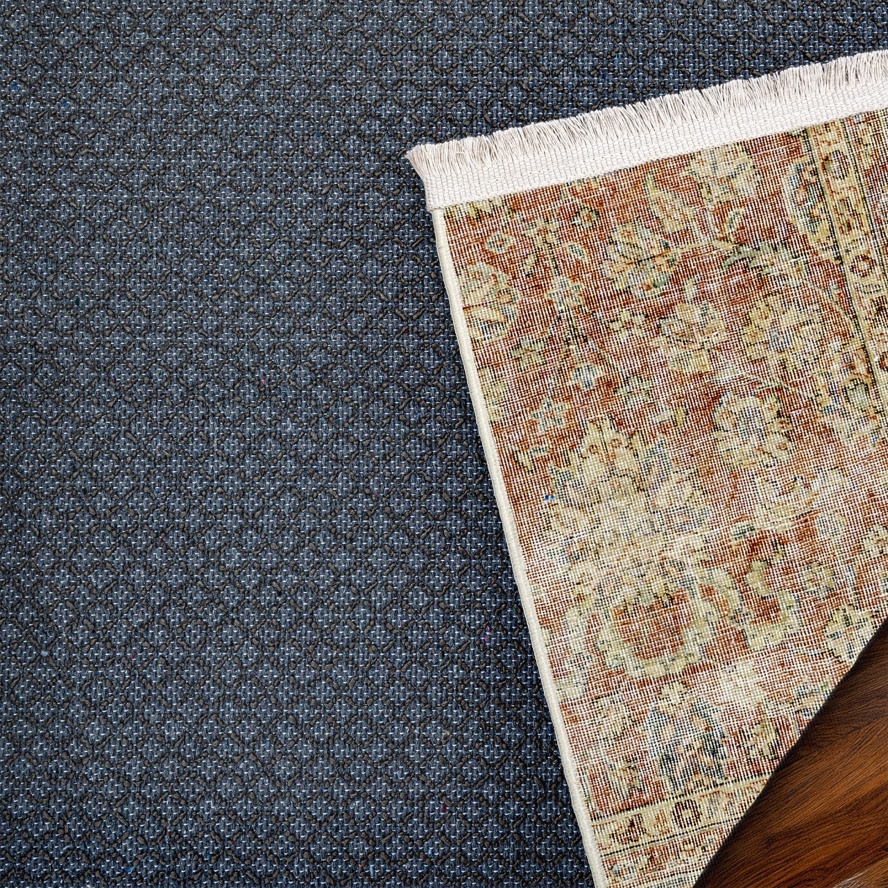 Vintage Bej Çiçekli Yün ve Pamuk El Dokuma Halı 156x240