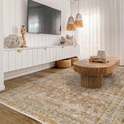 Vintage Bej Çiçekli Yün ve Pamuk El Dokuma Halı 156x240