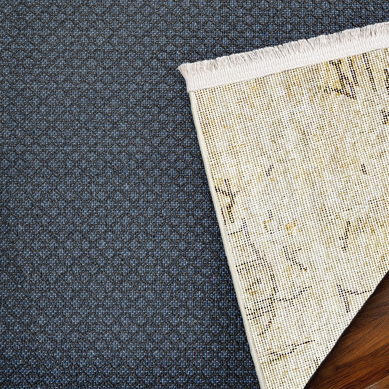 Vintage Krem Çiçekli Yün ve Pamuk El Dokuma Halı 167x260