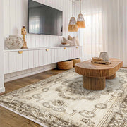 Vintage Kahverengi Göbekli Yün ve Pamuk El Dokuma Halı 284x163