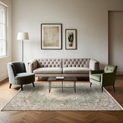 Vintage Yeşil Göbekli Yün ve Pamuk El Dokuma Halı 196x303