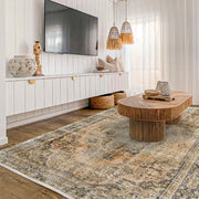 Vintage Bej Göbekli Yün ve Pamuk El Dokuma Halı 178x280