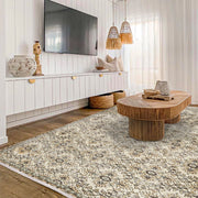 Vintage Krem Çiekli Yün ve Pamuk El Dokuma Halı 186x296